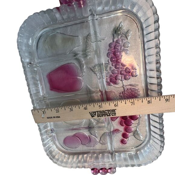 Vintage Indiana Glass Divided Serving/Relish Tray 5 Slot Fruits Hors D’oeuvres - Picture 4 of 12
